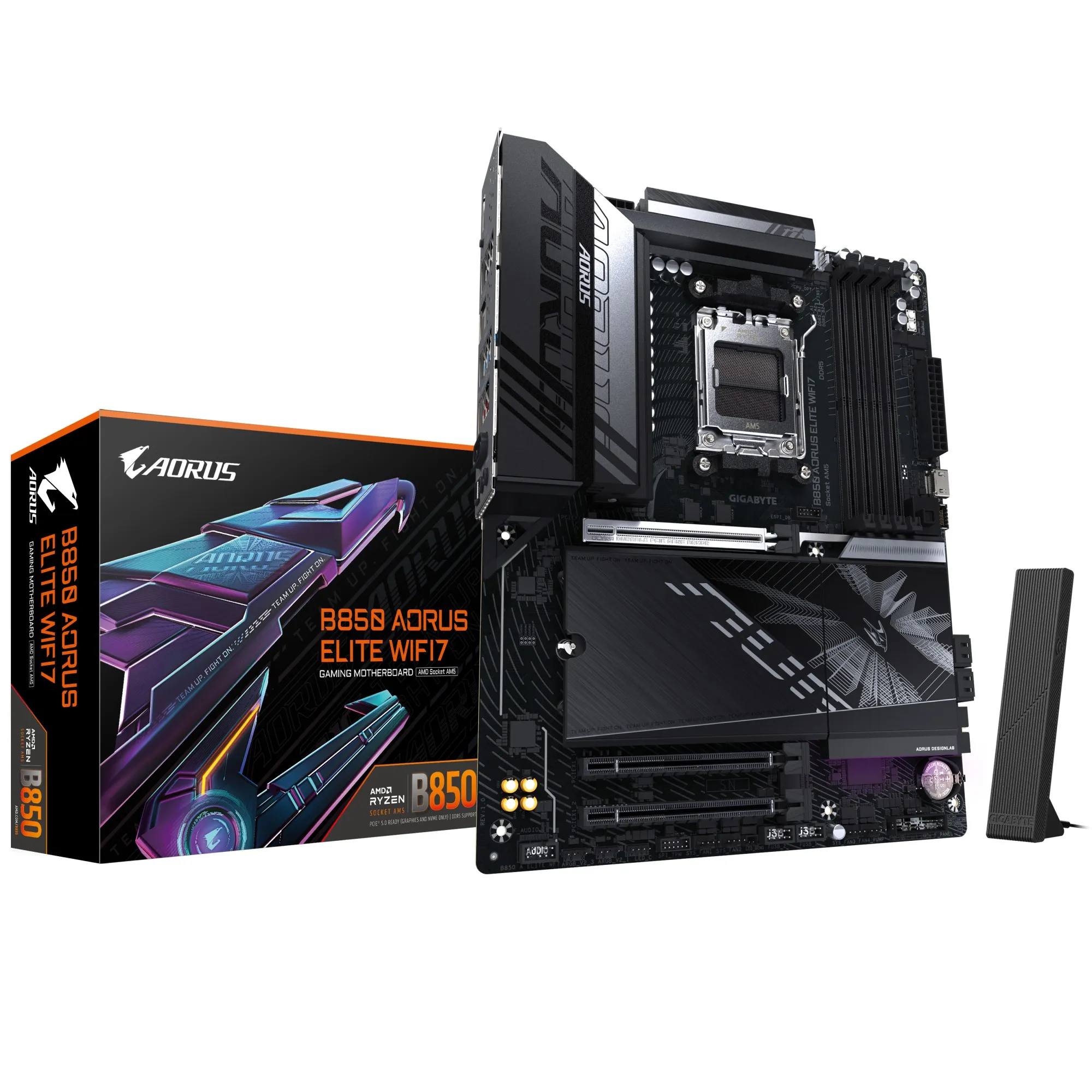 GIGABYTE B850 AORUS ELITE WIFI7 Scheda Madre - CPU AMD Ryzen Serie 9000 VRM digitale 14+2+2 fasi fino a 8200MHz DDR5 (OC) 1xPCIe 5.0 + 2xPCIe 4.0 M.2 LAN 25 WIFI 7 USB 3.2 Gen 2x2 - immagine 1