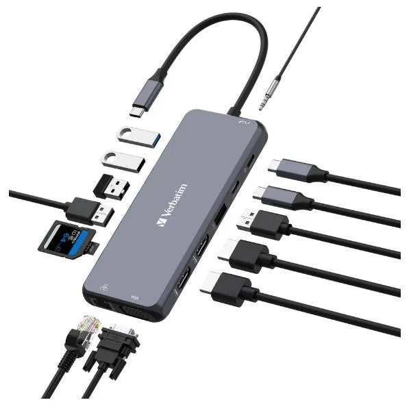 Verbatim Docking Station USB C Multiport 14 In 1 Hdmi 4K Vga Pd 85W 32154 - immagine 1