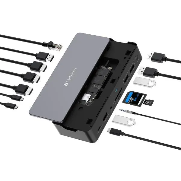 Verbatim Docking Station Pro USB C 15 In 1 Hdmi Con Slot SSD 8K Pd 80W 32173 - immagine 1