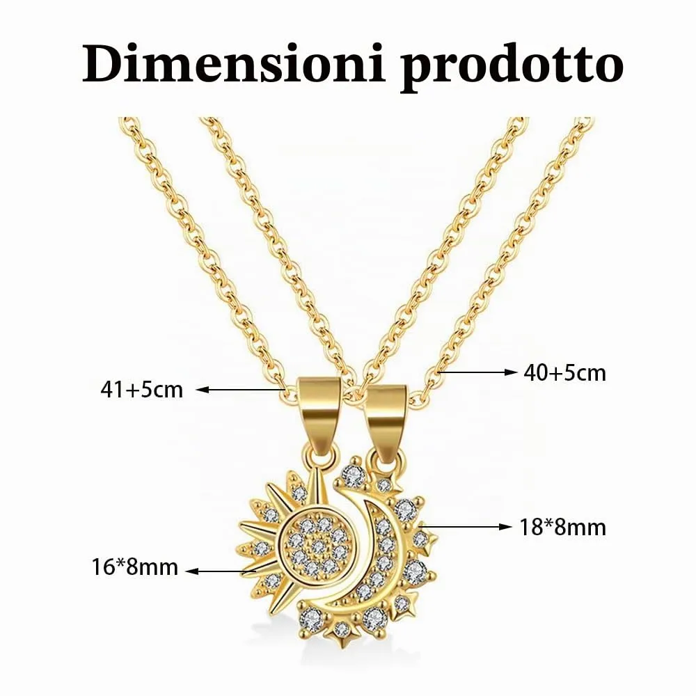 FDEETY Collana Sole e Luna per Coppia Adolescente Collana Mamma Figlia Amicizia Sorella Gioielli BFF Amicizia Regali 2 Pezzi Bianco - immagine 2