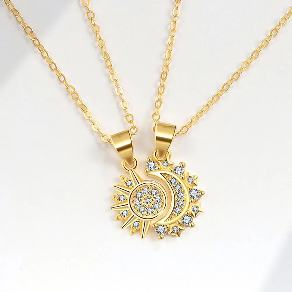 FDEETY Collana Sole e Luna per Coppia Adolescente Collana Mamma Figlia Amicizia Sorella Gioielli BFF Amicizia Regali 2 Pezzi Bianco - immagine 5