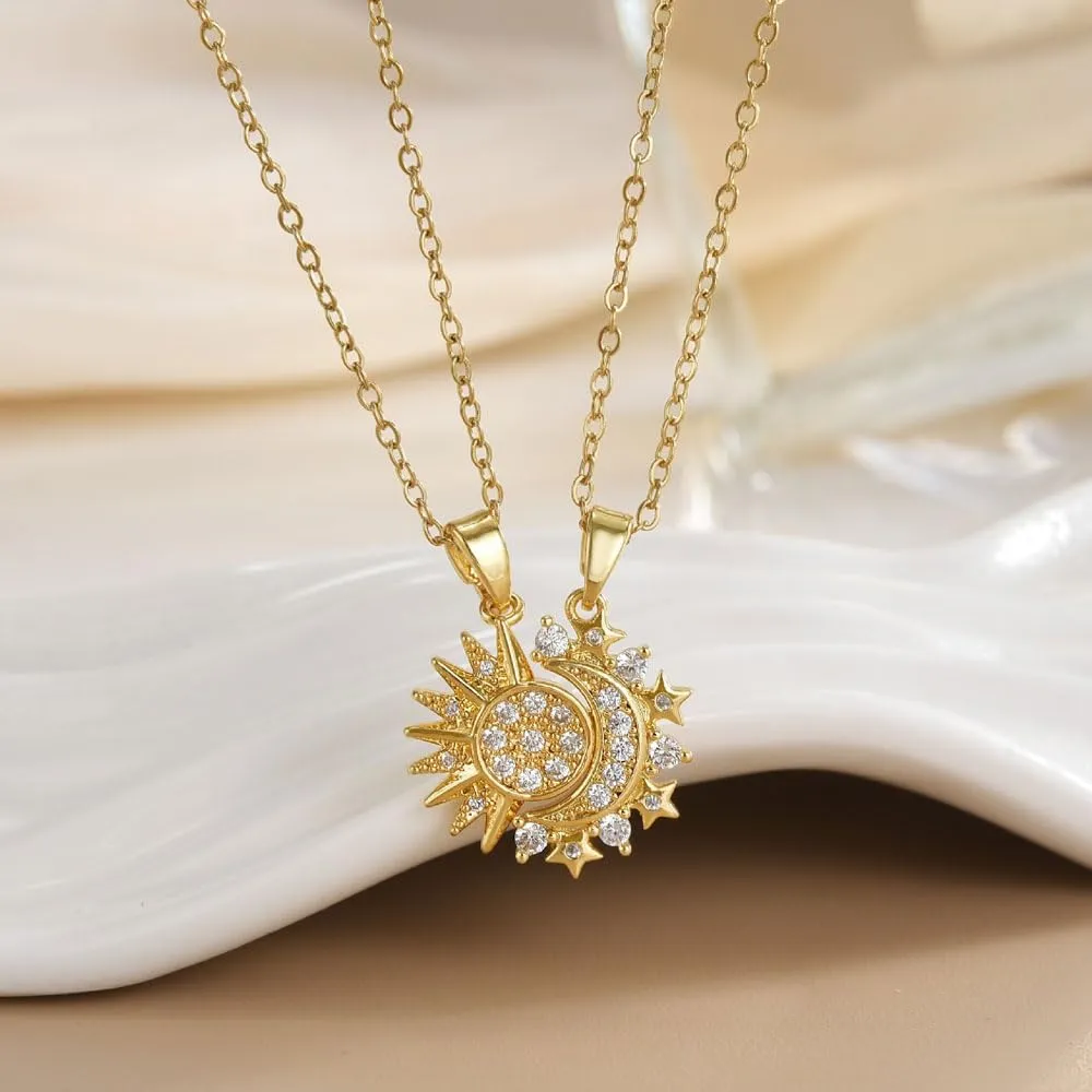 FDEETY Collana Sole e Luna per Coppia Adolescente Collana Mamma Figlia Amicizia Sorella Gioielli BFF Amicizia Regali 2 Pezzi Bianco - immagine 6