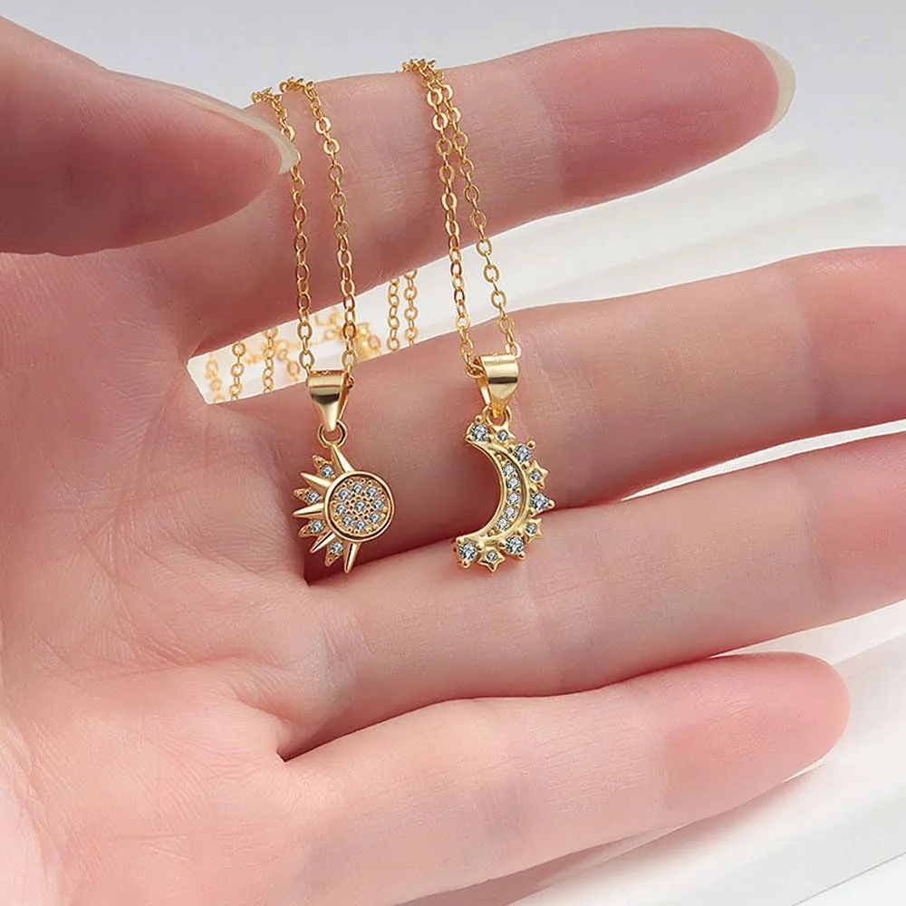 FDEETY Collana Sole e Luna per Coppia Adolescente Collana Mamma Figlia Amicizia Sorella Gioielli BFF Amicizia Regali 2 Pezzi Bianco - immagine 7