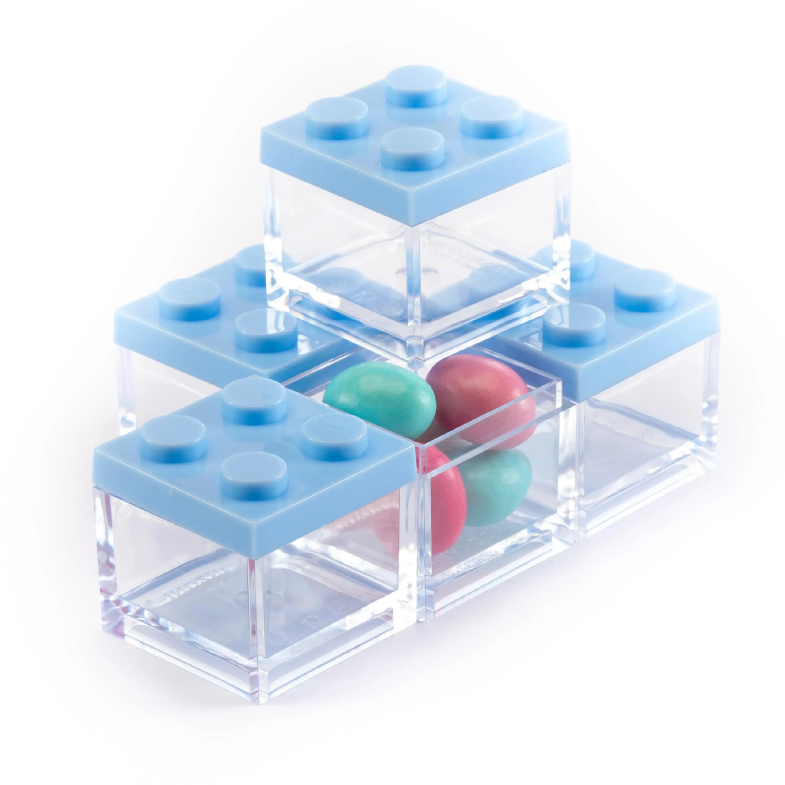 Manzoni Home - Contenitori Mattoncino - Set da 24 Pezzi colore Azzurro - Ideali come Bomboniere per Battesimo e Decorazioni Creative - Made in Italy - immagine 3