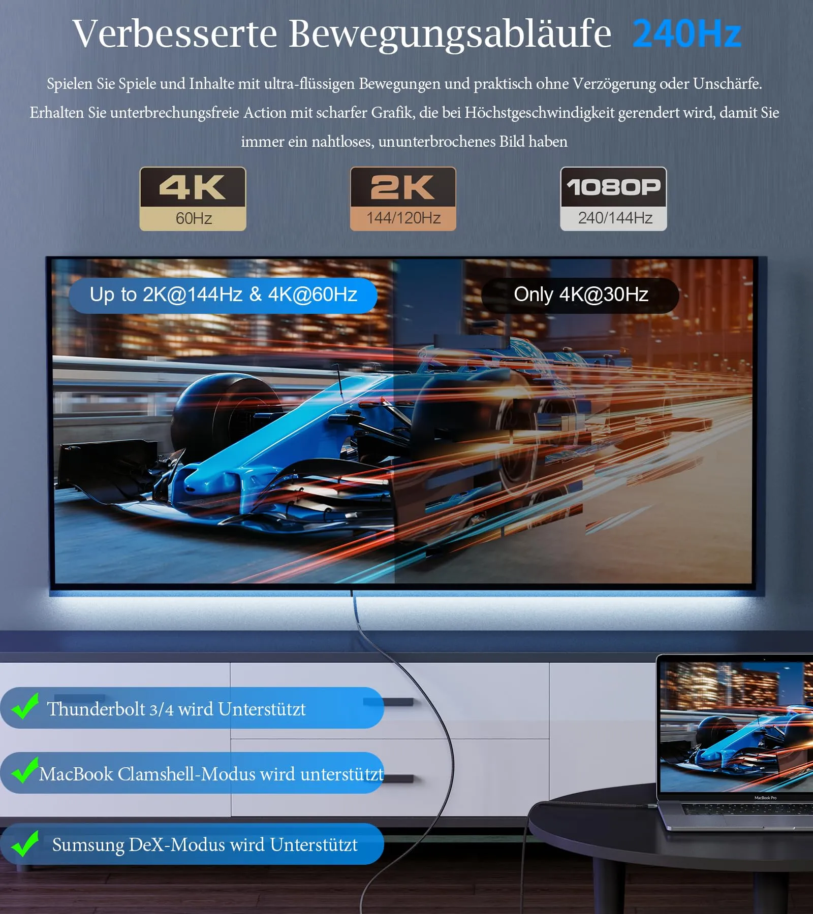 Cavo HDMI USB C 5M,4K@60hz Adattatore Type C a HDMI,Cavo hdmi iphone usb-c - immagine 6