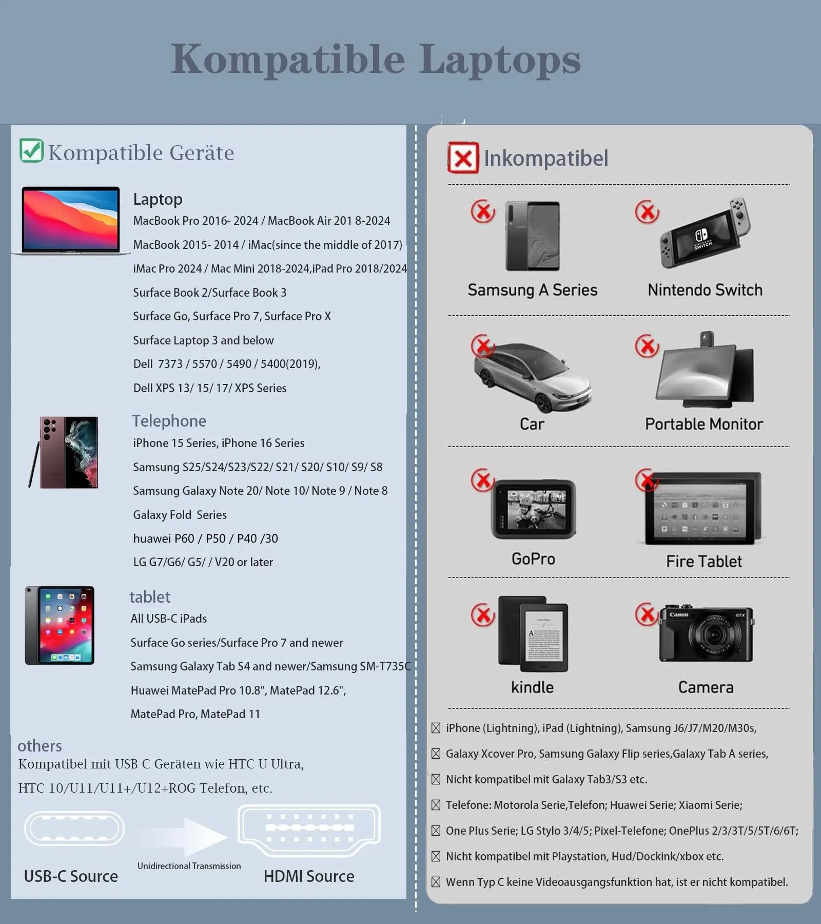 Cavo HDMI USB C 0.5M,4K@60hz Adattatore Type C a HDMI,Cavo hdmi iphone usbc - immagine 5