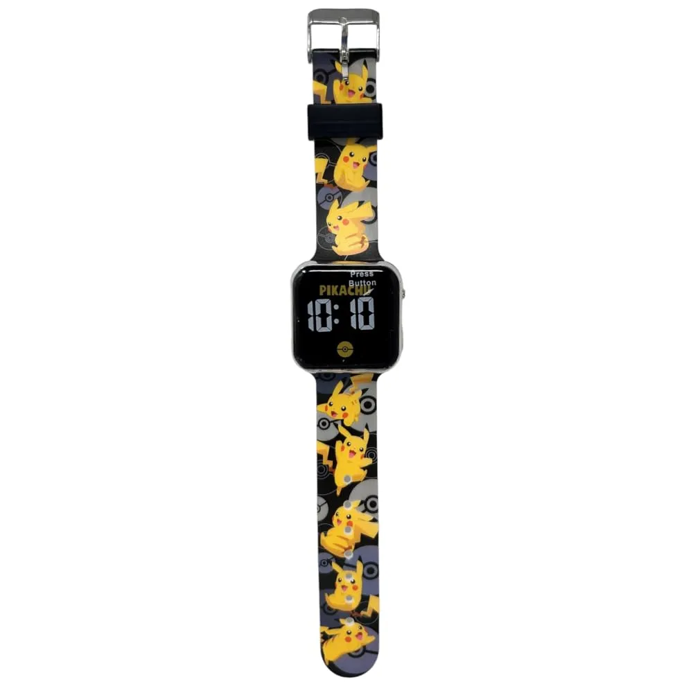 CARTOON Orologio da polso digitale Pikachu per bambini con schermo quadrante a led e cinturino in silicone - immagine 2