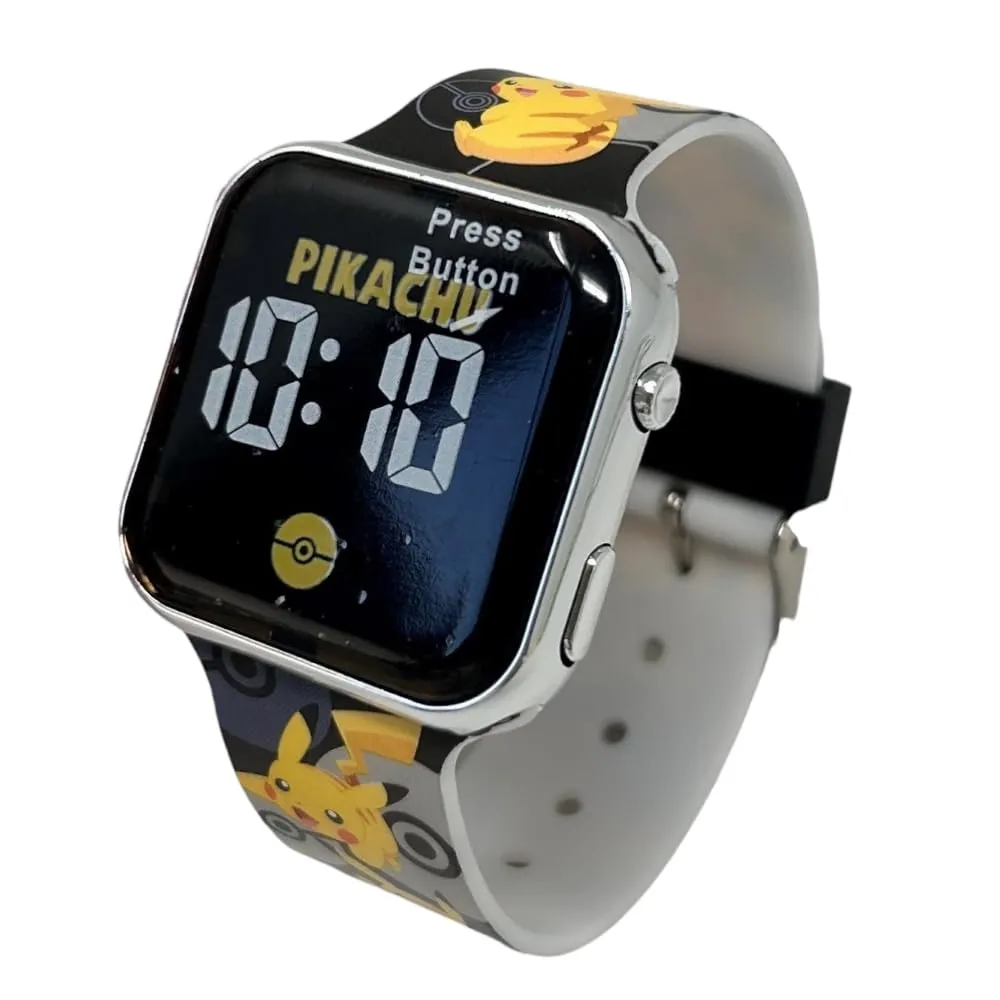 CARTOON Orologio da polso digitale Pikachu per bambini con schermo quadrante a led e cinturino in silicone - immagine 3