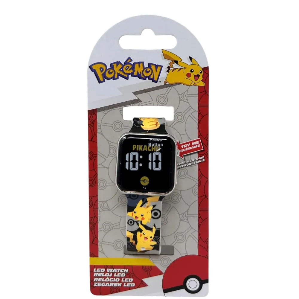 CARTOON Orologio da polso digitale Pikachu per bambini con schermo quadrante a led e cinturino in silicone - immagine 5