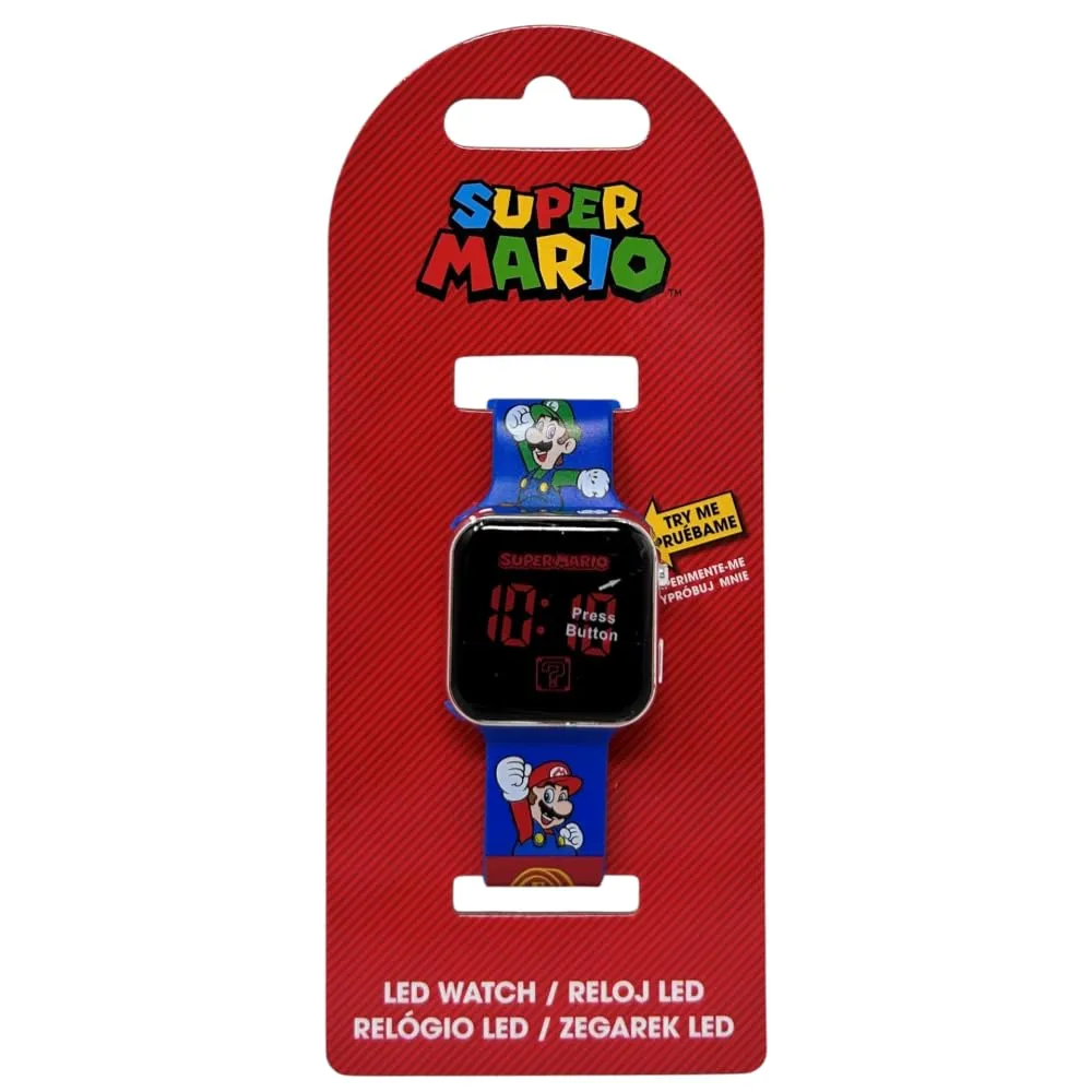 CARTOON Orologio da polso digitale Super Mario e Luigi per bambini con schermo a led e cinturino in silicone - immagine 5