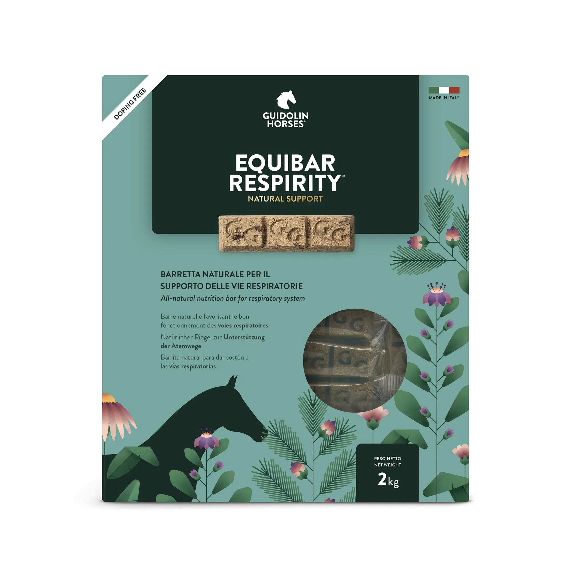 Guidolin Horses Equibar Respirity® Barretta funzionale per il supporto dell’apparato respiratorio del cavallo 100% naturale doping free 2kg - immagine 1