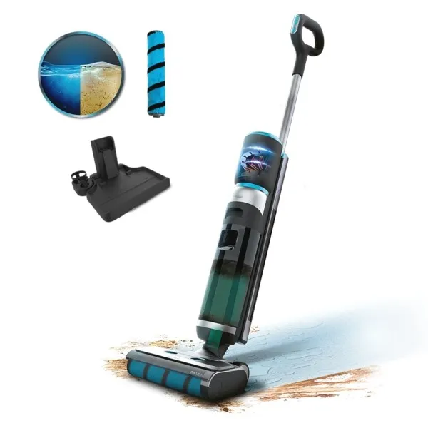 Cecotec FreeGo Lava e Aspirapolvere Elettrico - 250W - 35 minuti di autonomia - Base autopulente - 2 serbatoi separati da 700 ml - Rullo Jalisco per la pulizia a umido - Display digitale - Nero e Blu - immagine 1
