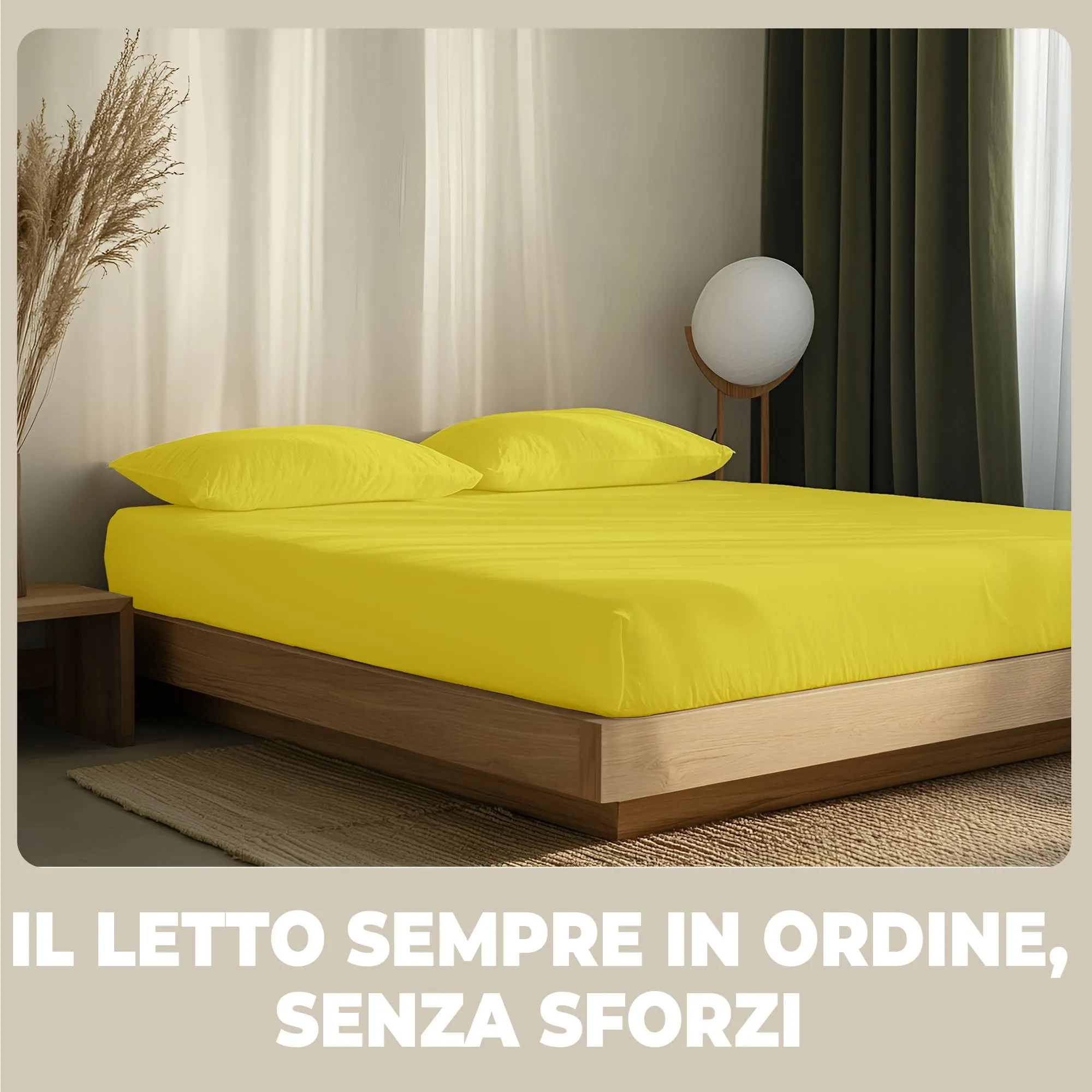 Lenzuola con Angoli Matrimoniale 160x200 cm Giallo in 100% Puro Cotone per Materasso fino a 30cm Tessuto Anti-Acaro e Traspirante di Alta Qualità Morbido Durevole e Lavabile in Lavatrice - immagine 7