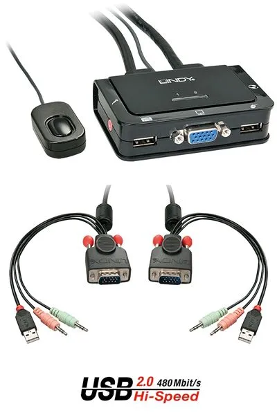 Lindy Switch Kvm Compact Vga USB 2.0 Audio 2 Porte 42342 - immagine 1