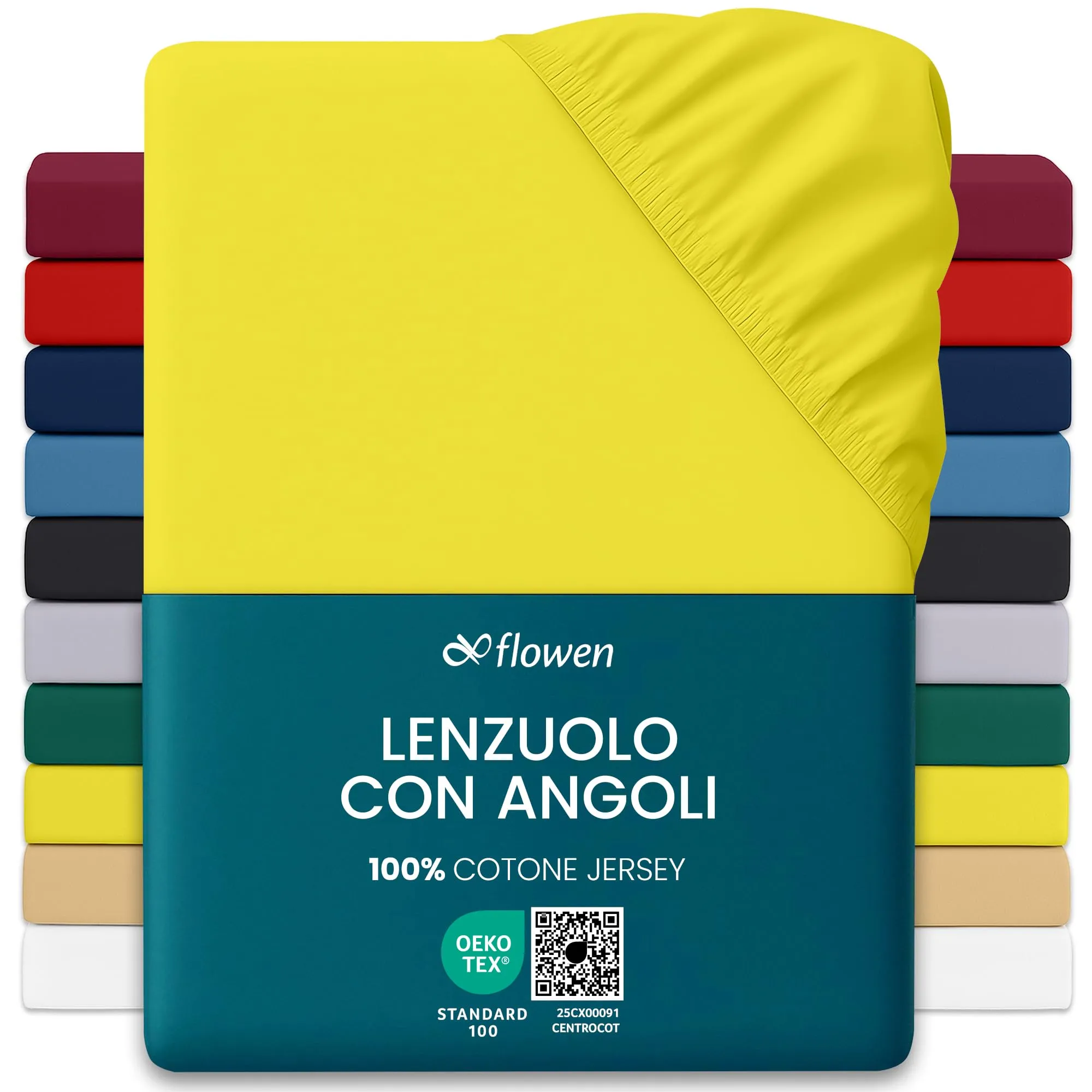 Lenzuola con Angoli una Piazza e Mezza 140x200 cm Giallo in 100% Puro Cotone per Materasso fino a 30cm Tessuto Anti-Acaro e Traspirante di Alta Qualità Morbido Durevole e Lavabile in Lavatrice - immagine 1
