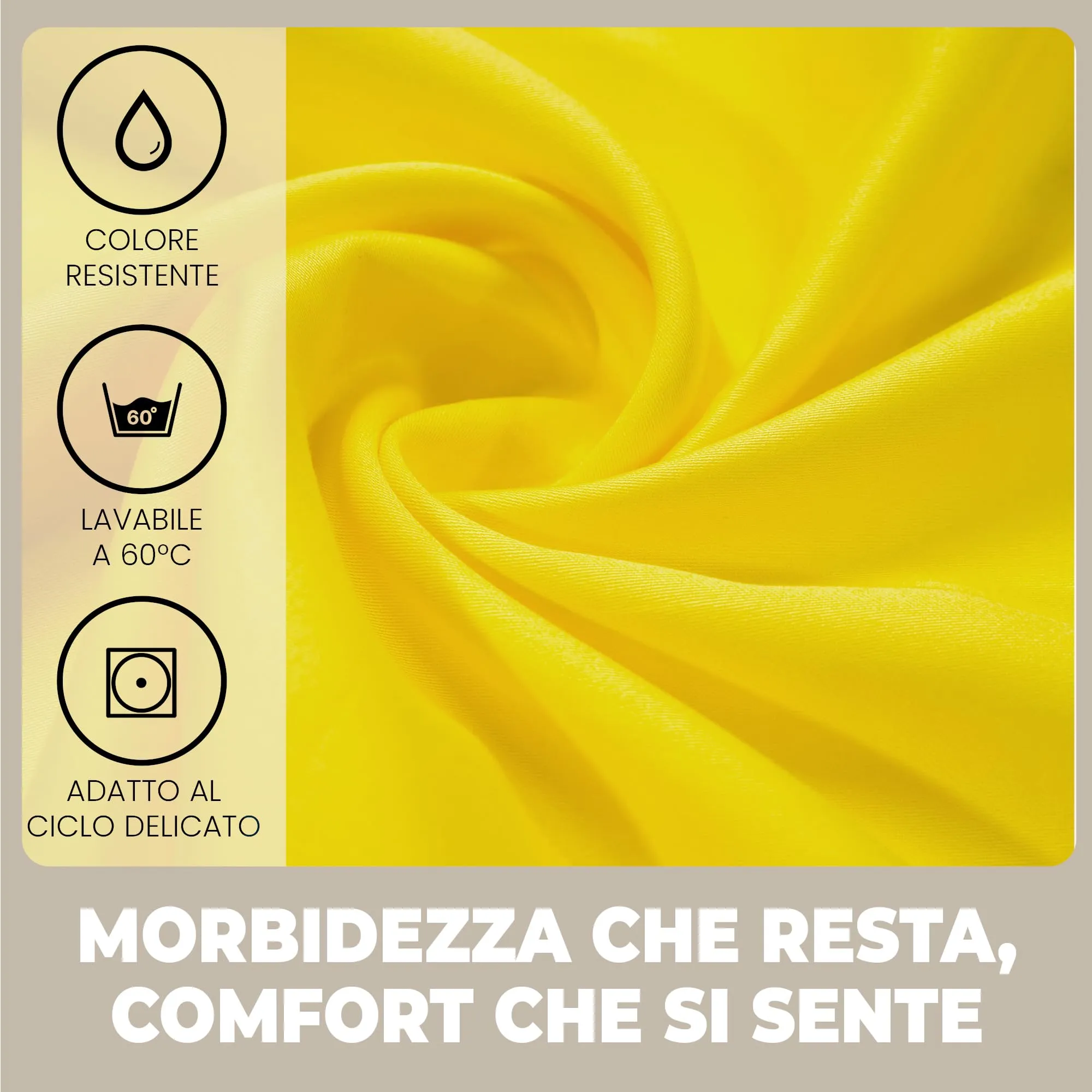 Lenzuola con Angoli Matrimoniale 160x190 cm Giallo in 100% Puro Cotone per Materasso fino a 30cm Tessuto Anti-Acaro e Traspirante di Alta Qualità Morbido Durevole e Lavabile in Lavatrice - immagine 3