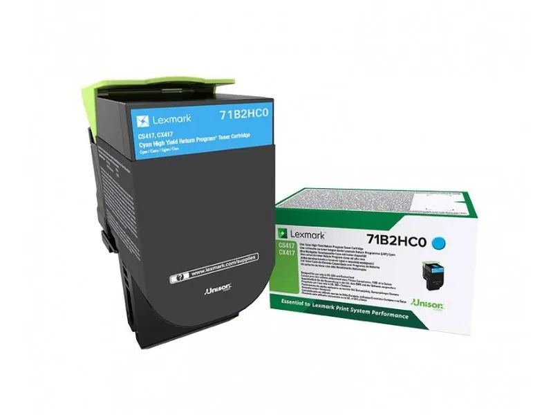 ORIGINALE Lexmark toner ciano 71B2HC0 CS/CX417/517 3500 pagine - immagine 1