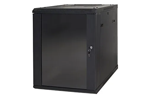 Armadio Rack 19 9 Unita' Da Muro A) 500 X (L) 600 X (P) 450 Nero Disassemblato Porta Vetro - immagine 1