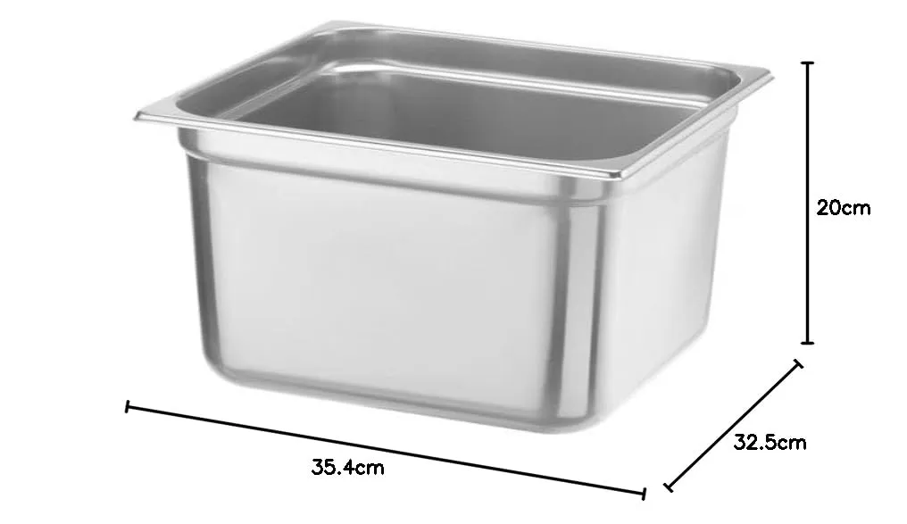 HENDI Contenitore Gastronorm, GN 2/3, resistenza termica -40 °C a 300 °C, compatibile con i forni a convezione, frigoriferi, bagno María, chafing dishes, 18L, 354x325x(H)200mm, acciaio inox 18/10 - immagine 3