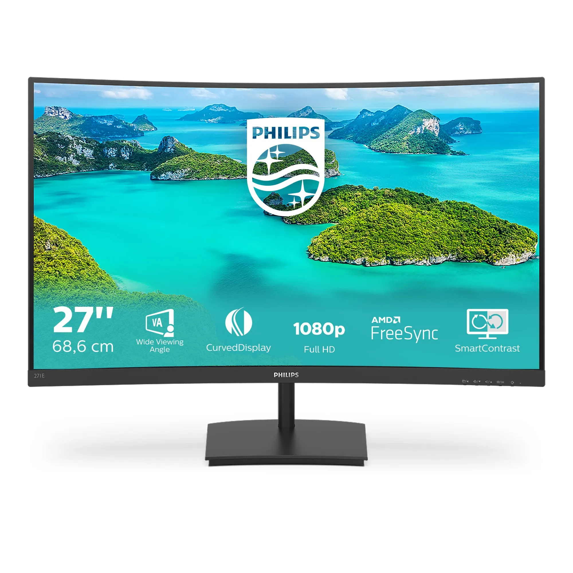 Mon 27 Led Curved 4Ms Mm Vga Hdmi Fhd Philips 271E1Sca/00 - immagine 1