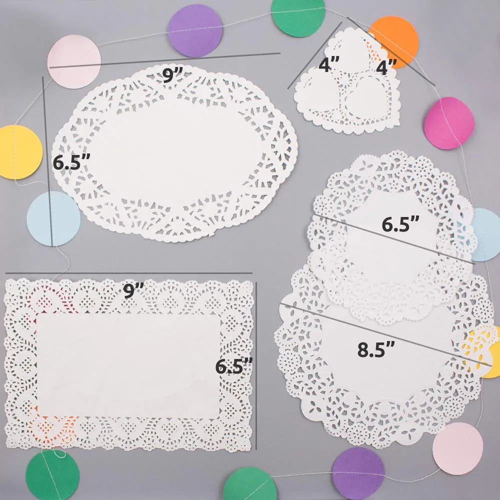 DailyTreasures 350 pezzi di carta per centrini in pizzo,tovaglietta per centrini decorativi di dimensioni assortite ecologico per torte, dessert, matrimoni,stoviglie - immagine 2