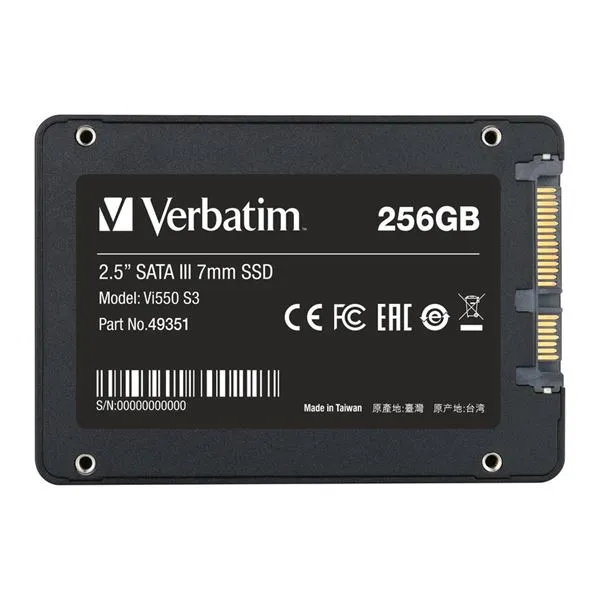 Verbatim 256GB SATA3 2.5 SSD 7MM VI550 49351 - immagine 1