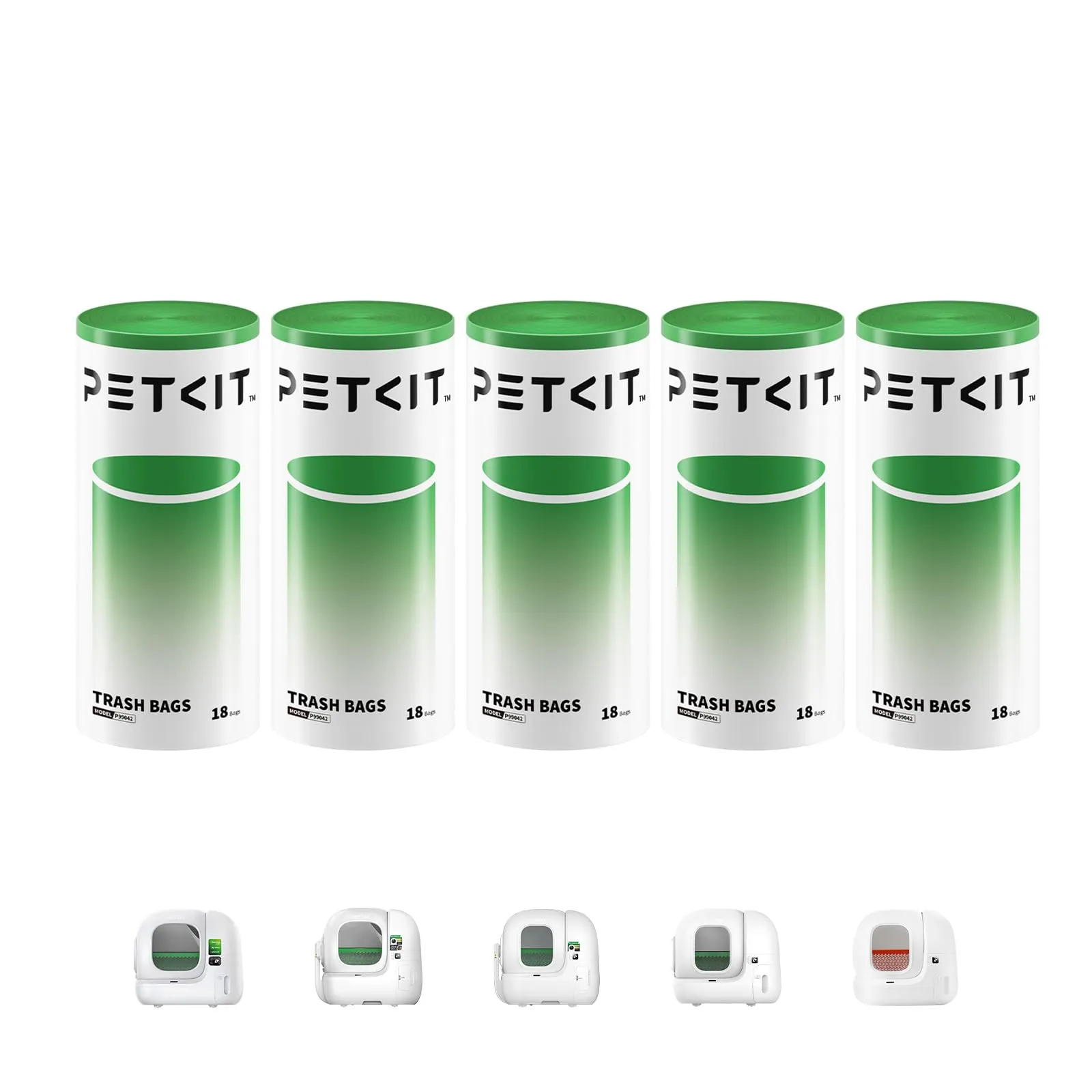 PETKIT Sacchetti per Escrementi per Gatti, per Pura MAX 2 e PUROBOT MAX PRO 2, 5 Rotoli*18 (90 Pezzi) - immagine 1