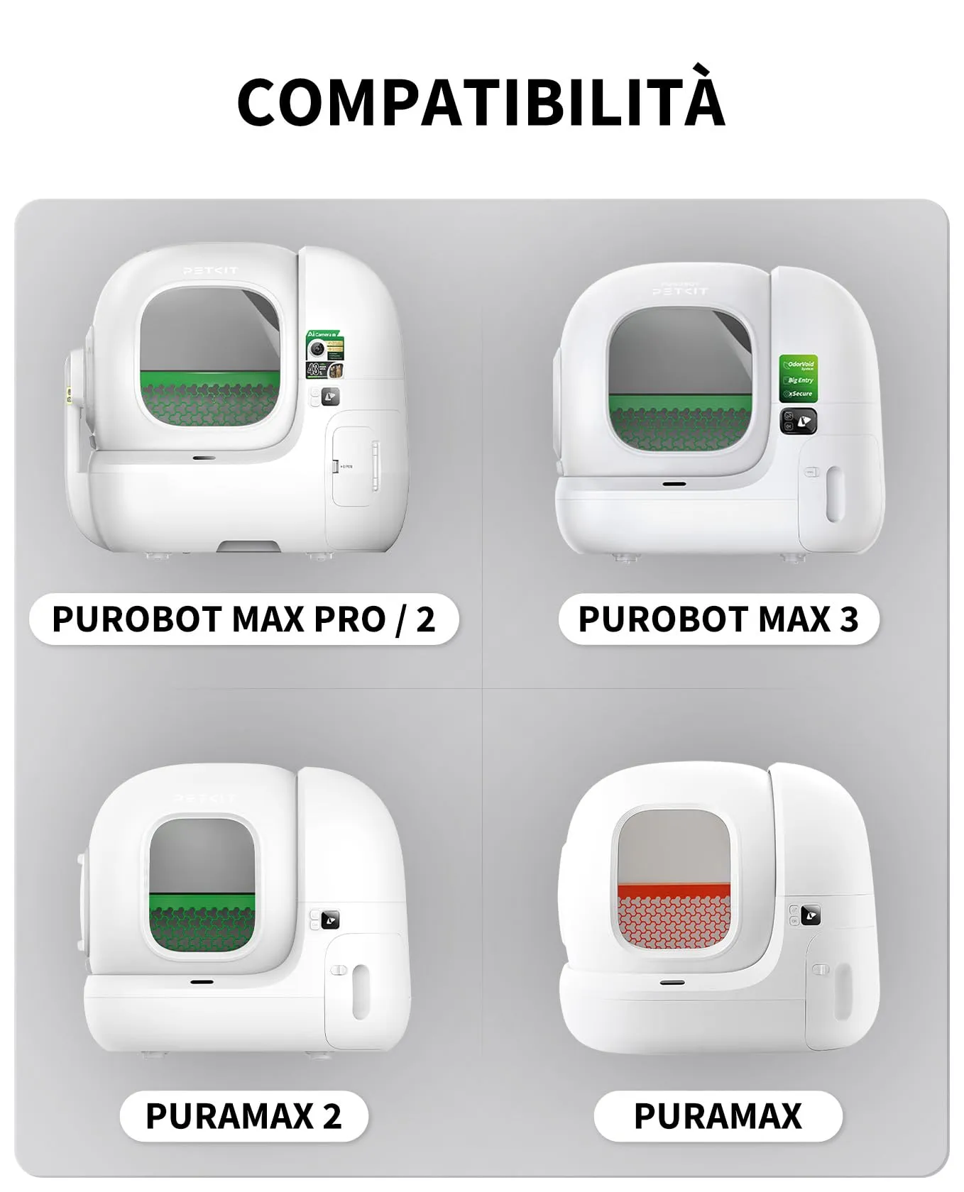 PETKIT Sacchetti per Escrementi per Gatti, per Pura MAX 2 e PUROBOT MAX PRO 2, 5 Rotoli*18 (90 Pezzi) - immagine 2