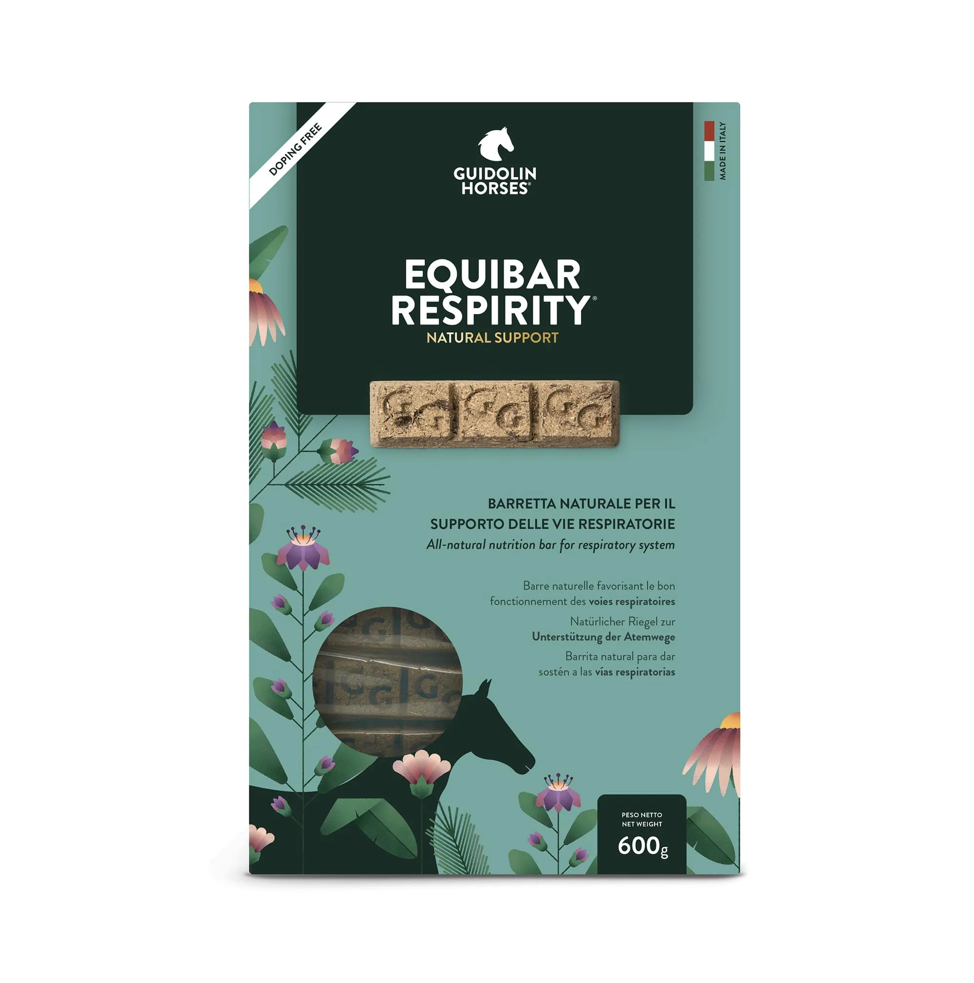 Guidolin Horses Equibar Respirity Barretta Funzionale per il Supporto dell'Apparato Respiratorio del Cavallo 100% Naturale Doping Free 600g per Cavalli - immagine 1