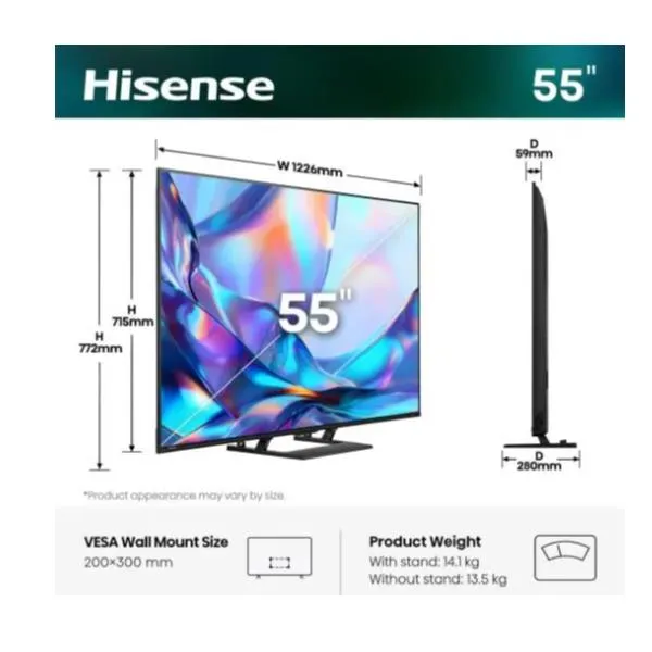 Hisense 55 A79S QLED 4K Ultra HD Smart Vidaa - Stand Centrale 55A79S - immagine 1