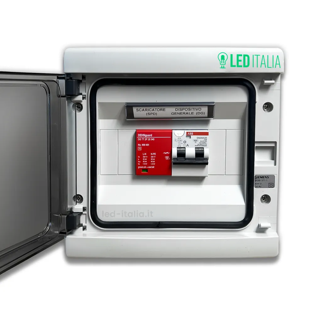 Quadro Ac Monofase 5Kw - 25A 230V Centralino Ip65 8 Moduli Versione Con Interruttore Magnetotermico Differenziale + Scaricatore Abb / Dehn - immagine 1