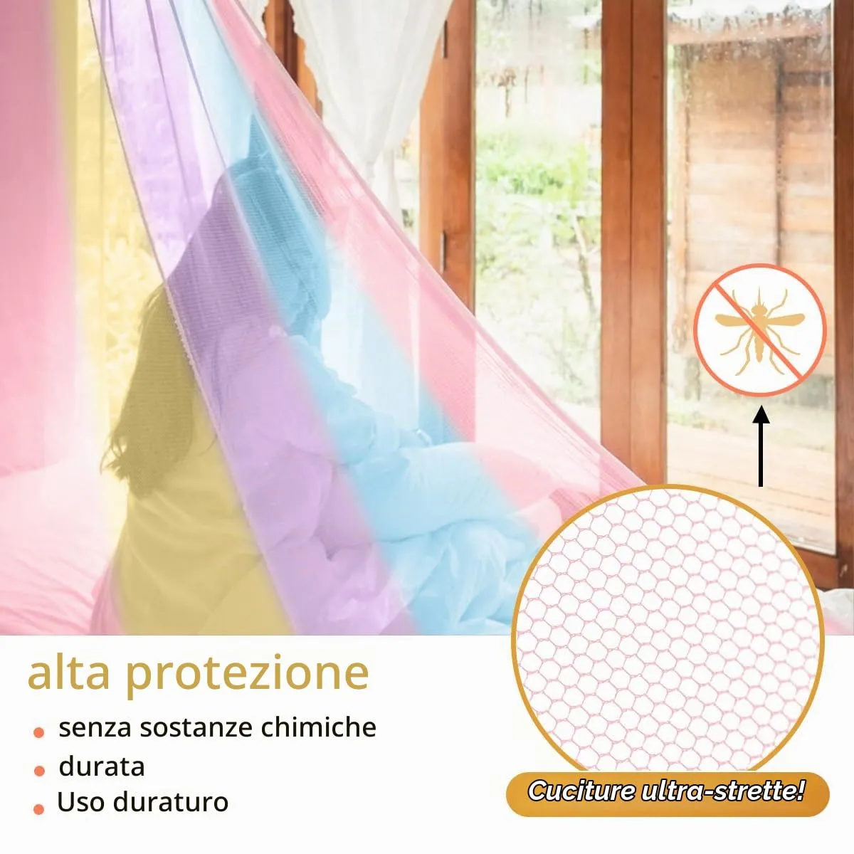 Zanzariera Letto,0.6 * 2.5 * 10.5m Baldacchino per letto Bimbi/matrimoniale/Singolo con Kit completo per sospensione,Baldacchino per letto matrimoniale,Zanzariera campeggio Universale Cupola-Colore - immagine 3