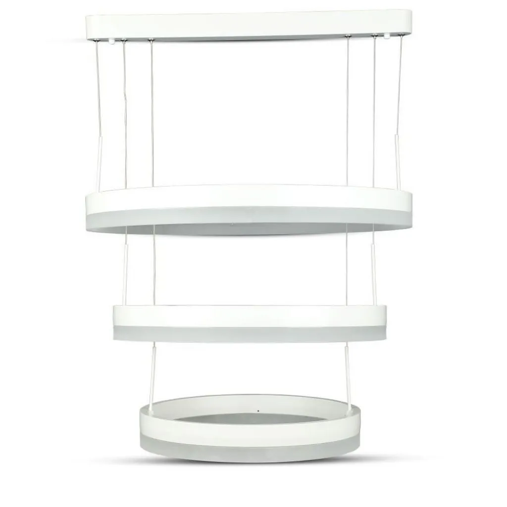 V-TAC Lampadario LED a Sospensione con 3 Cerchi 80W in Metallo Colore Bianco 3000K Triac Dimmerabile - immagine 1