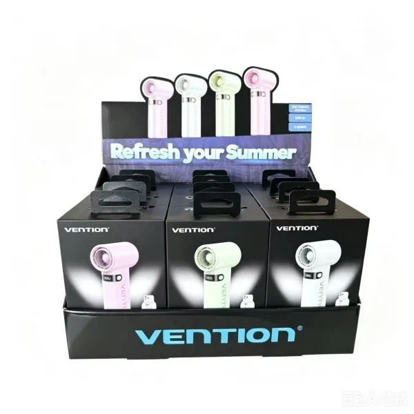 Vention PBE-PACK2 Confezione da 12 ventilatori portatili - Velocità massima 17000 RPM - Livelli regolabili da 1 a 100 - Batteria da 3000 mAh - Display a LED - Connessione USB-C - Leggeri e compatti - Verde - immagine 1