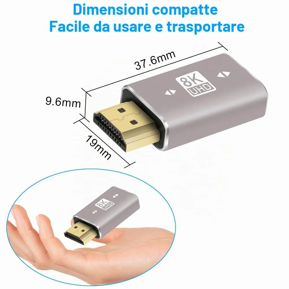 AXFEE 2Pz Adattatore Mini Maschio a HDMI Femmina, Adattatore HDMI 8K @60Hz - immagine 2