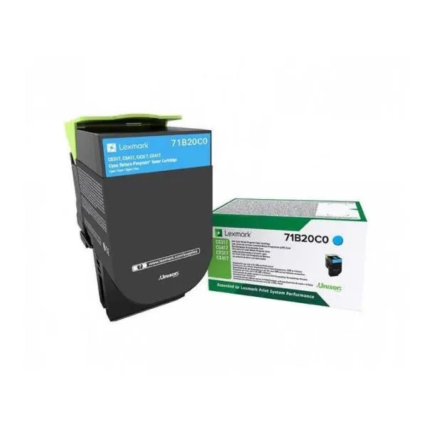 Lexmark CS/X317 Cyan Return Program Toner Cartridge 71B20C0 - immagine 1