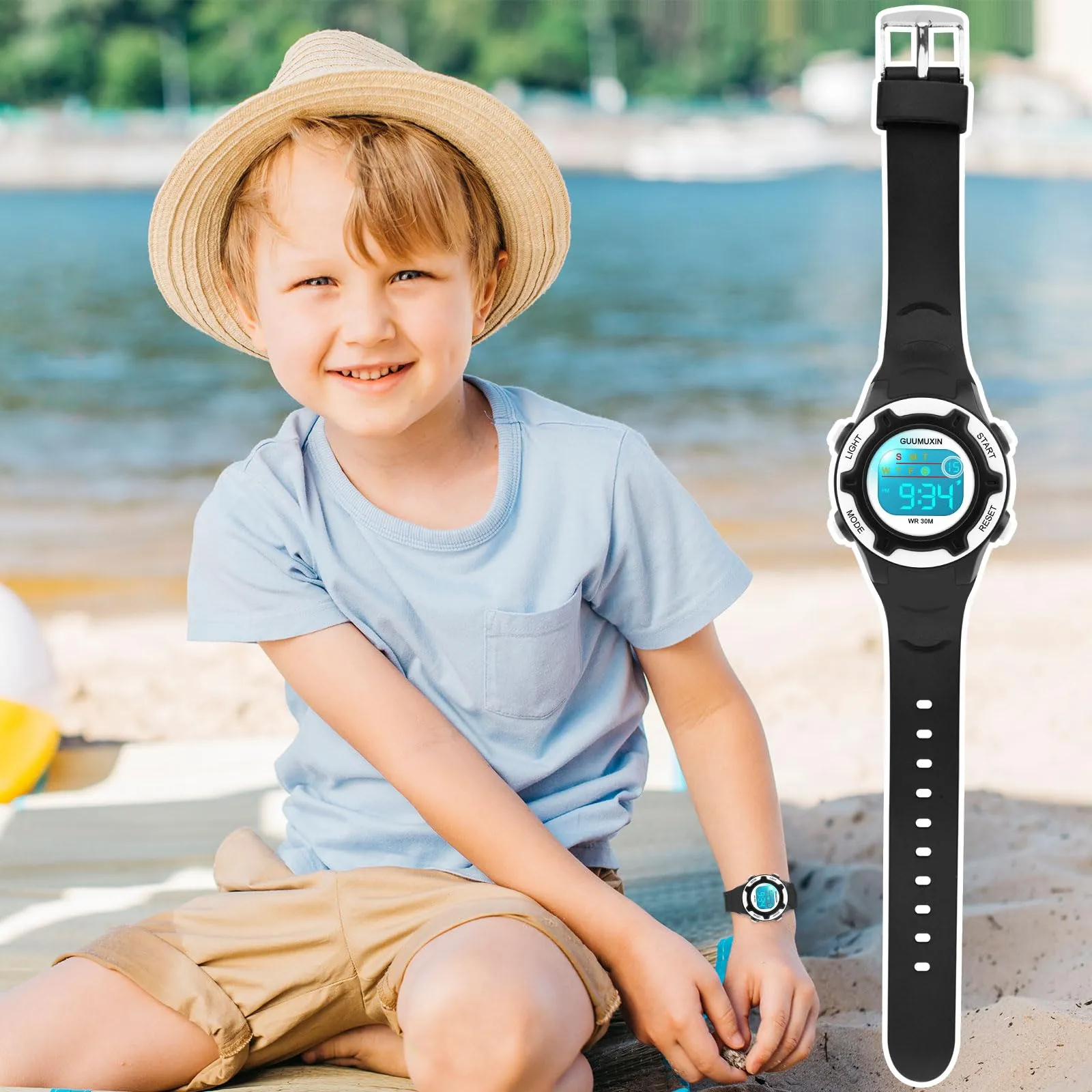 GUUMUXIN Orologio Digitale, 7 Luci Colorate, 3ATM Impermeabile, 5-16 Anni - immagine 6
