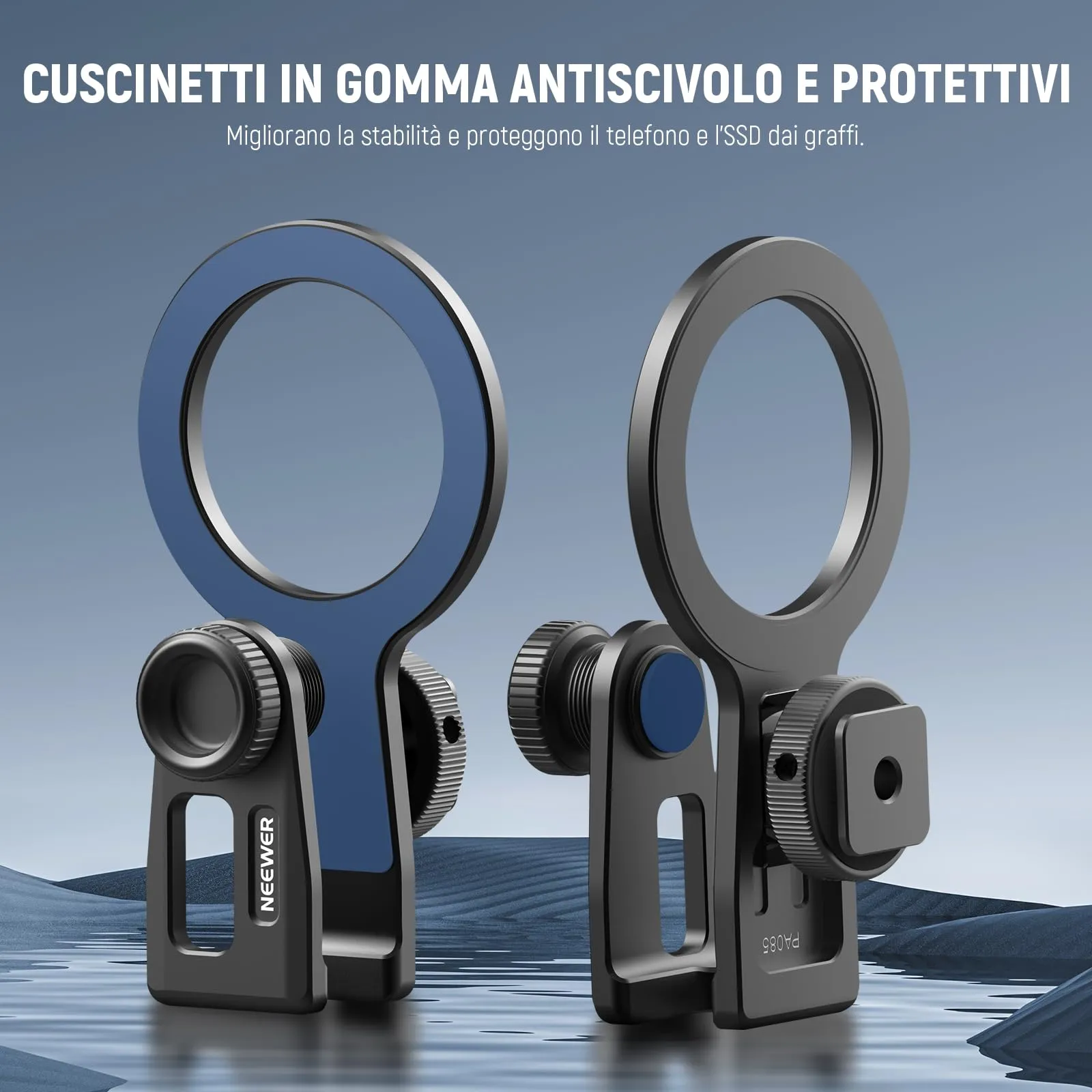 NEEWER Supporto SSD con Cold Shoe Rimovibile per SSD Portatili da 8-16mm di Spessore, Compatibile con MagSafe iPhone 16 15 Samsung T9 T7 T5 per SanDisk per Lexar Compatibile con SmallRig Cage, PA085 - immagine 5