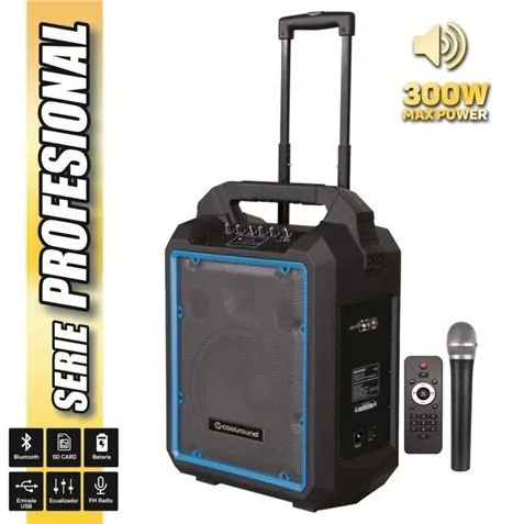 Altoparlante Bluetooth Autoalimentato Coolsound Pro 300 300W 10 80W RMS con Batteria - USB SD Ingresso Mic Jack 6.3mm - 1 Microfono Serie Pro Cool - Autonomia fino a 4h - Maniglia e Ruote per il Trasporto - Telecomando - immagine 1