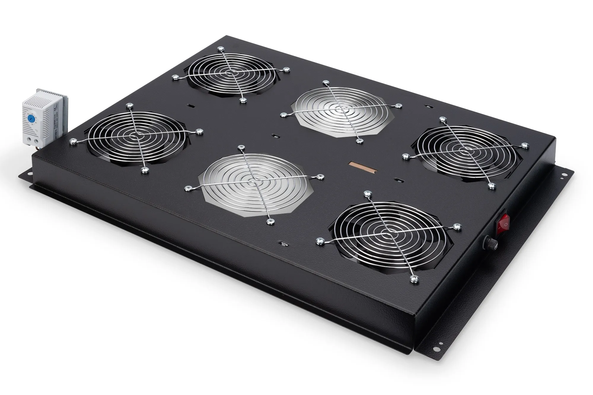 Kit 4 Ventole Con Termostato 12.8 Metri Cubi Circolazione D'Aria Colore Nero Per Armadi Linea Server - immagine 1
