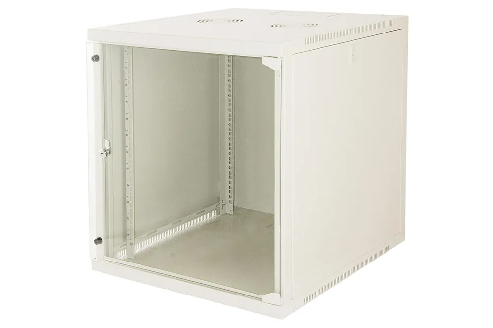 Armadio Rack 19 12 Unita' Da Muro (A)620X (L)540 X Profondita' 600 Mm. Colore Grigio Chiaro Porta Vetro - immagine 1