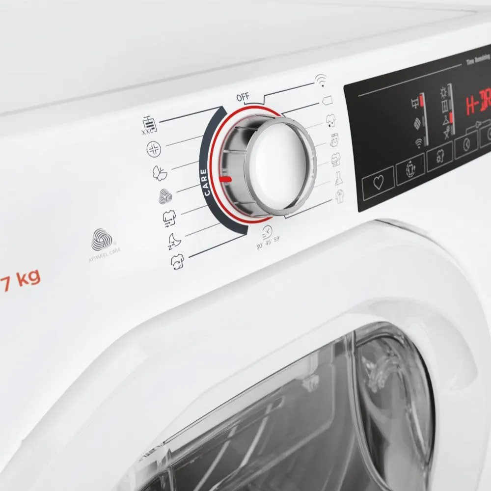 Hoover H-DRY 350 Asciugatrice 7 Kg, Pompa di Calore, Libera Installazione, Classe E, Certificazione Woolmark, AxLxP 85x60x48, Bianca - HR4 H7A2TE-S - immagine 3