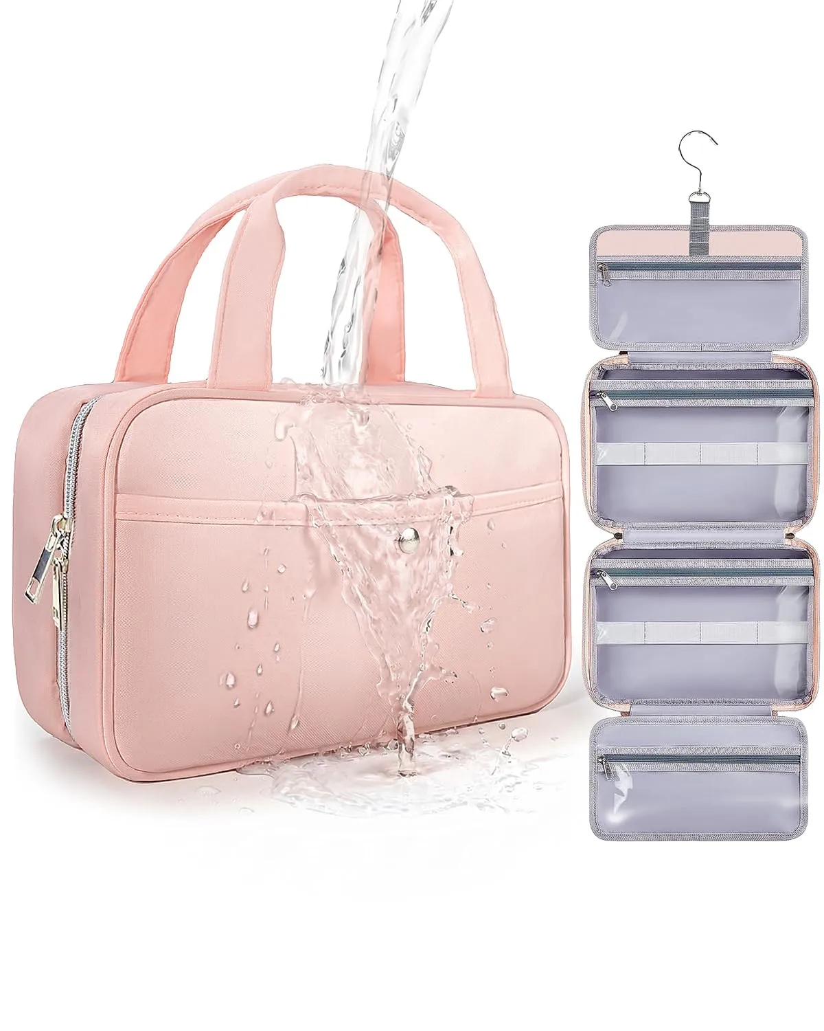 Chakipee Borsa per Trucco Impermeabile da Viaggio Organizzatore Cosmetico, Rosa, M (10.8x6.9x3.5inch) - immagine 1