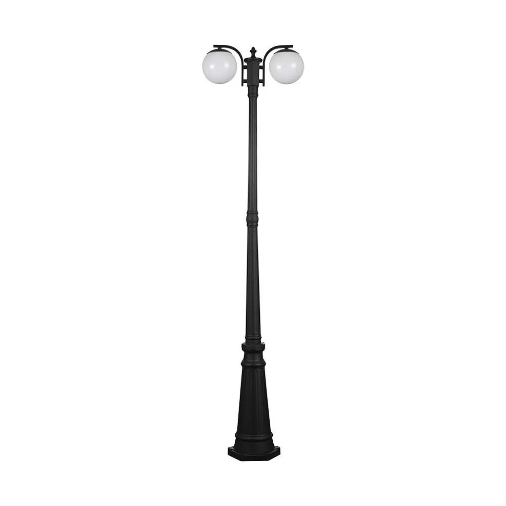V-TAC Lampione LED con Doppio Portalampada a Lanterna 2*E27 Colore Nero Opaco h: 199cm IP44 - immagine 1