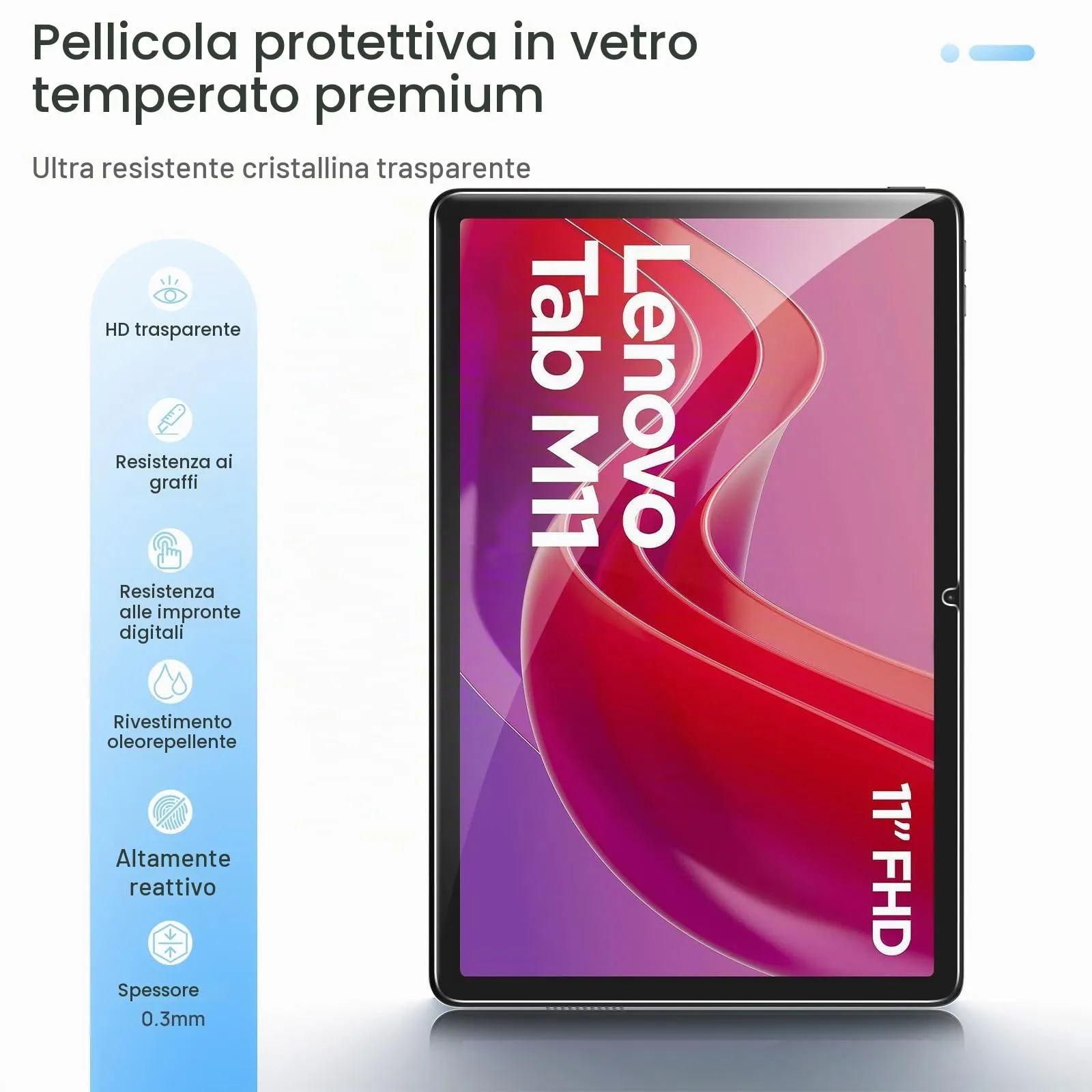 Gerutek 2 Pezzi Pellicola Protettiva per Lenovo Idea Tab 11/Tab M11/Tab K11 - immagine 4