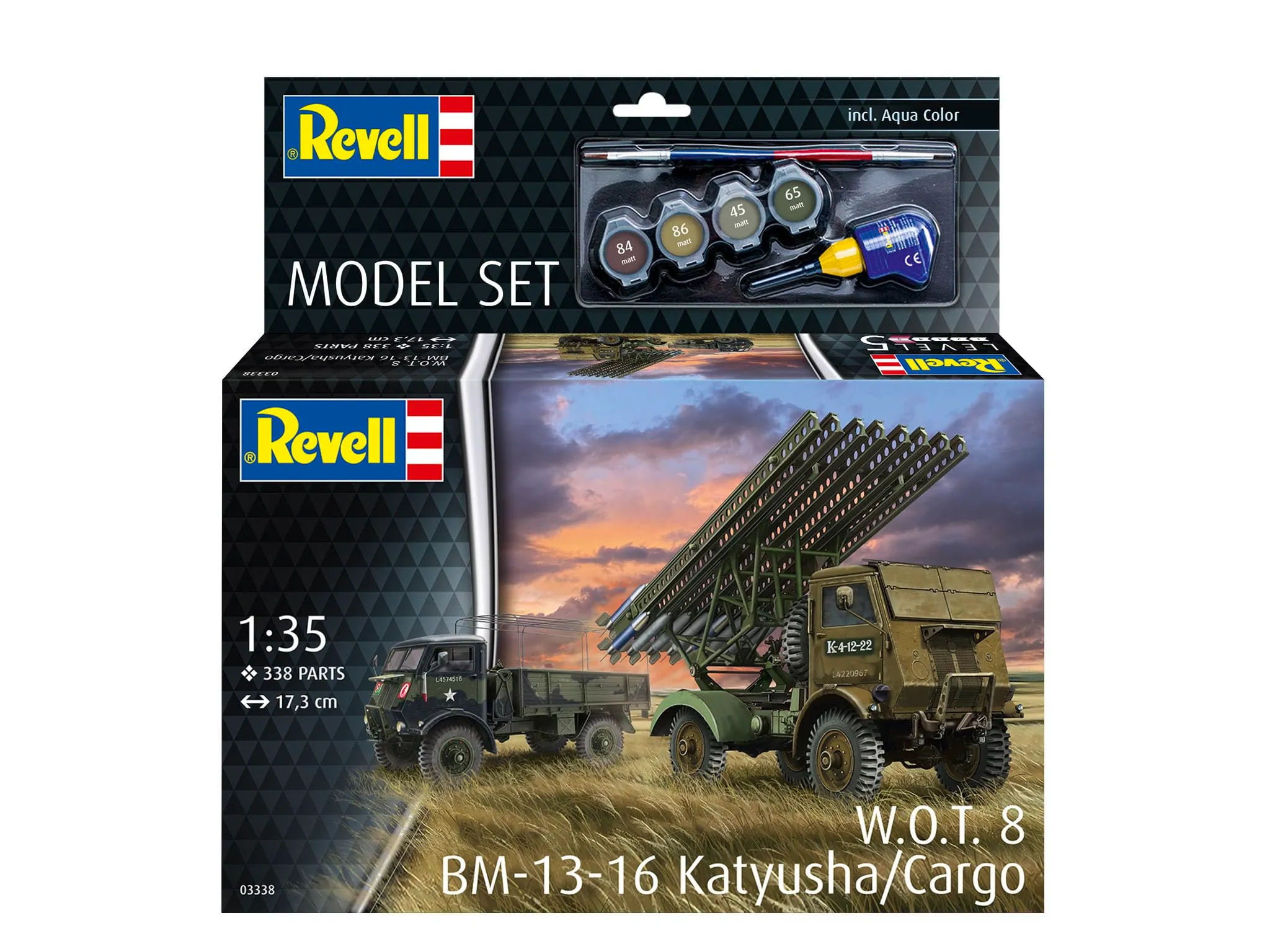 Revell Set di modellini 63338 W.O.T. 8 BM-13-16 Katyusha/Cargo, scala 1:35, non costruito/non verniciato, in plastica, con accessori - immagine 2