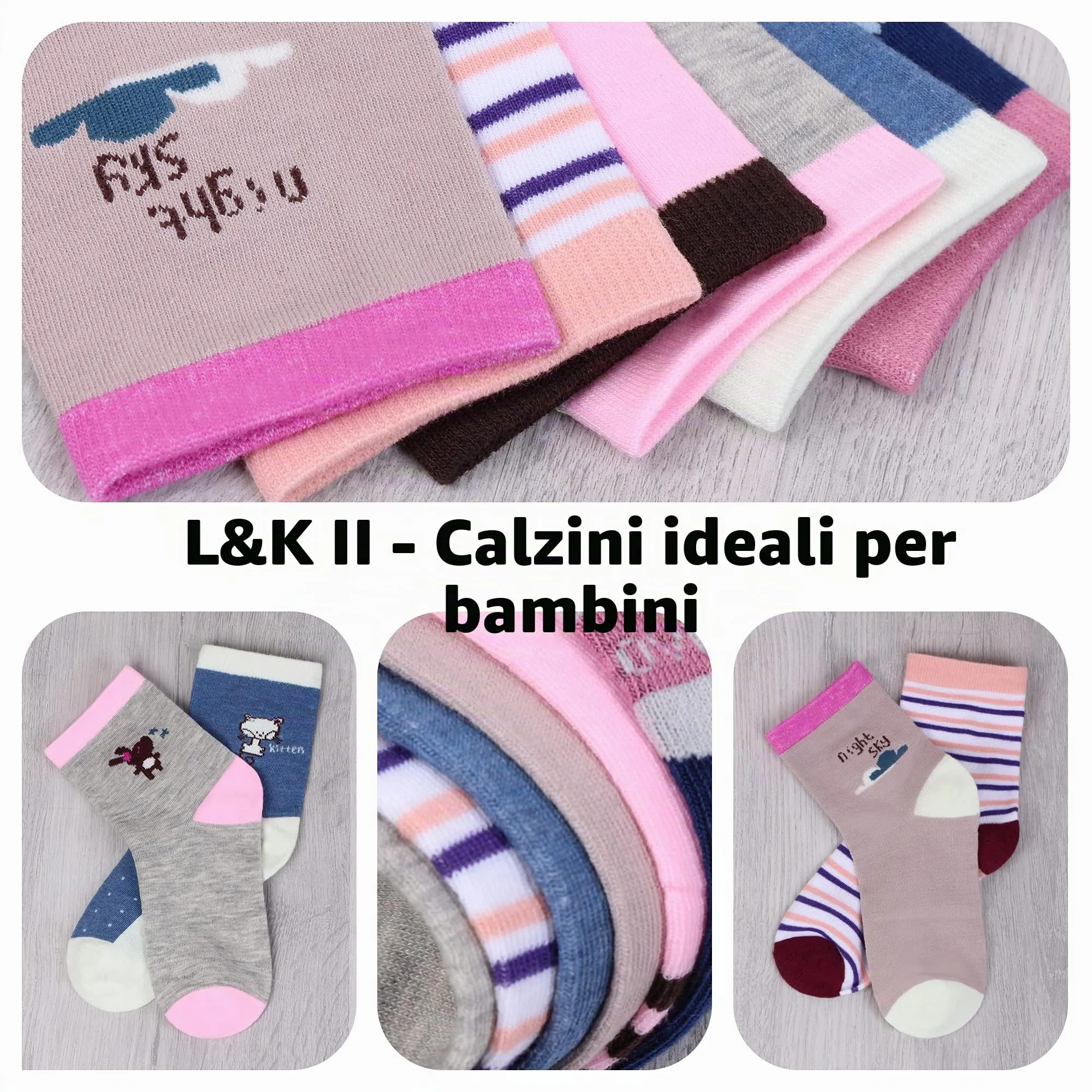 L&K-II 12 paia calzini delle ragazze calzini bambino in cotone confortevole 2809 23-26 - immagine 3