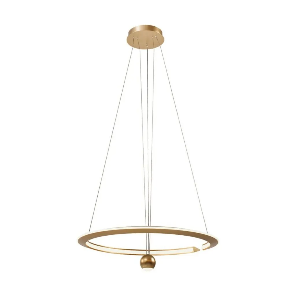 V-TAC Lampadario LED a Sospensione Circolare 46W in Metallo Colore Oro spazzolato d: 60cm h: 15cm 4000K - immagine 1
