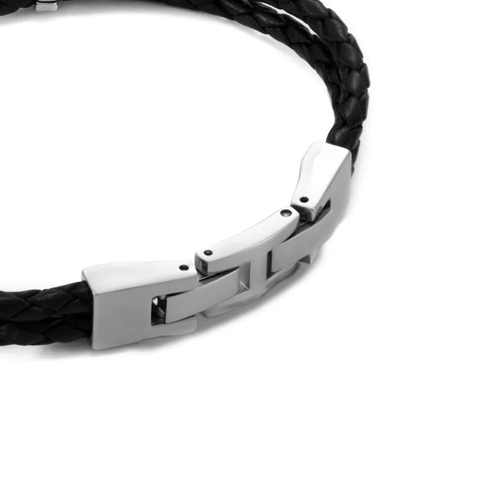 Emporio Armani Bracciale da uomo in acciaio inossidabile o in pelle con chiusura a maglie - immagine 3