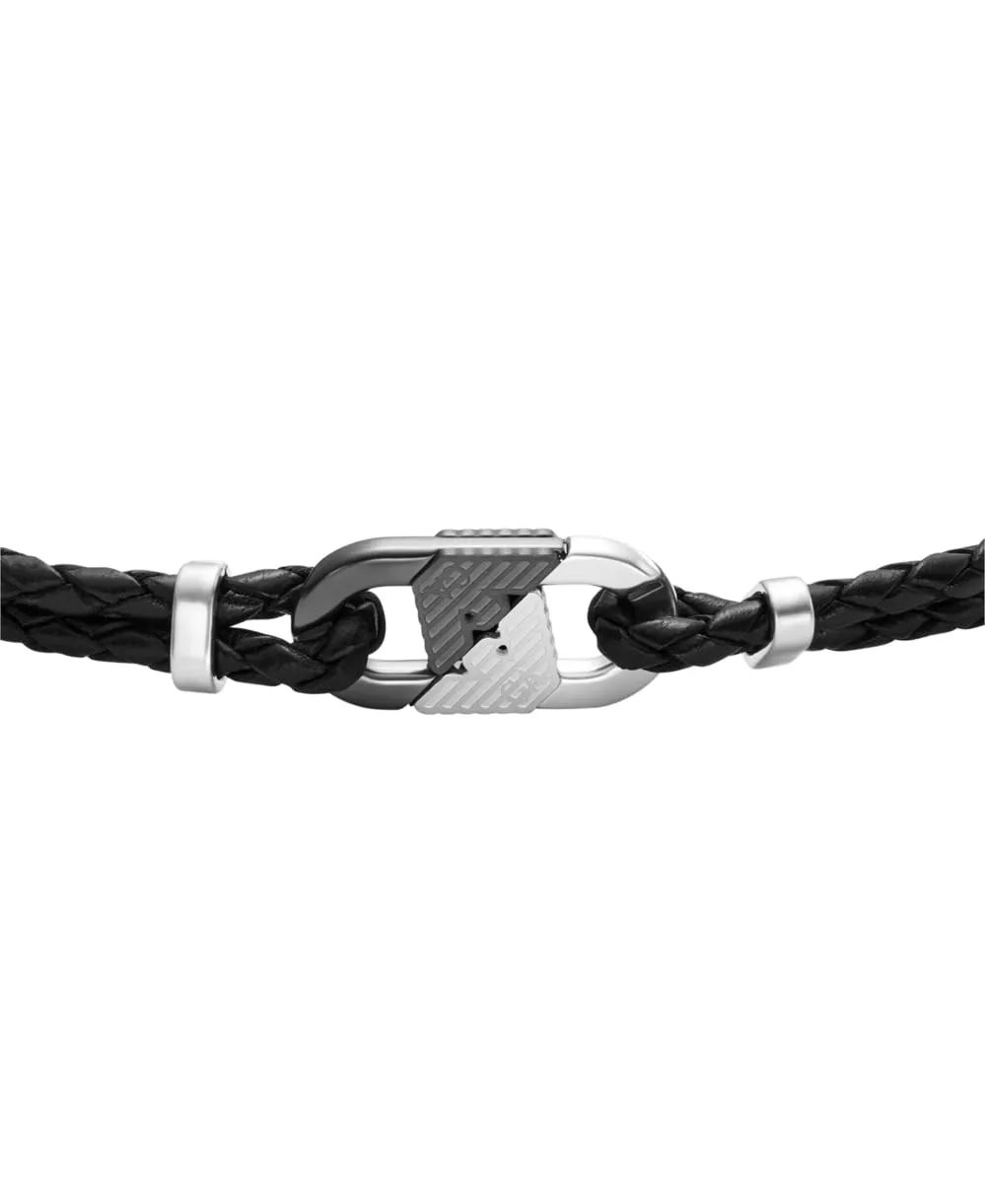 Emporio Armani Bracciale da uomo in acciaio inossidabile o in pelle con chiusura a maglie - immagine 5